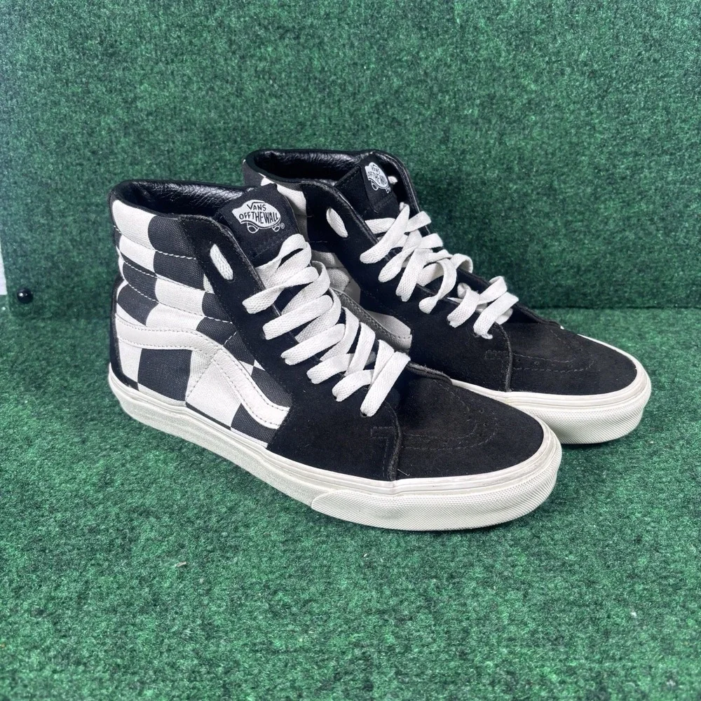 VANS Sk8-Hi Men's Black/White Checkerboard Lace-Up High Top Sneakers Mens 8